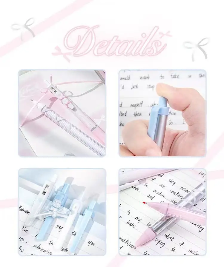 4er-Pack Ballett-Riemen-Stift mit Fragezeichen, Ins-Style Schüler-Druckstift 0,5 mm, Viererpack Schwarzer Neutralstift, Schreibwaren – Detail 8