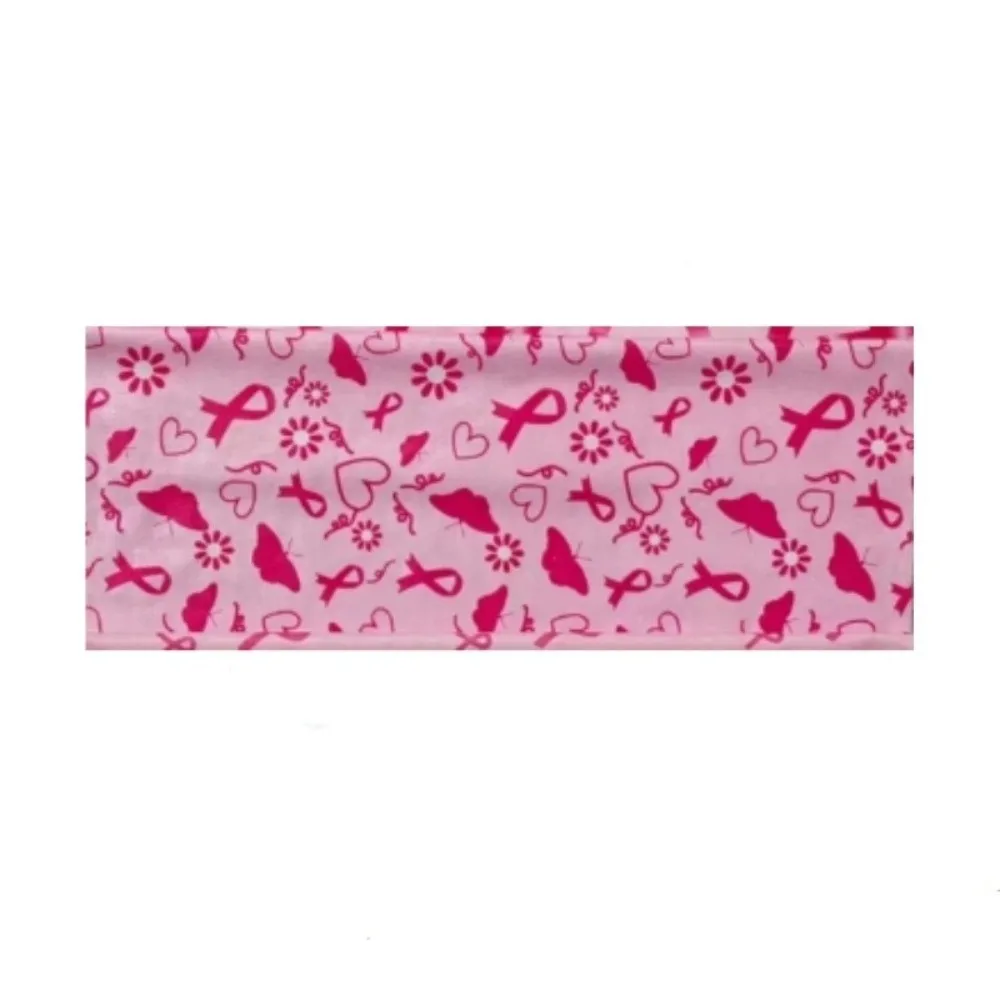 

Polyester Breast Cancer Awareness Headband Elastic Sweat-Wicking Hair Accessories Non-Slip Printed Ribbon Headband Sports