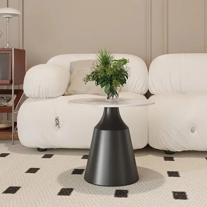 *Italian Modern Minimalist Round Coffee Table with Side Table, Designed for Hotel and Apartment Use.