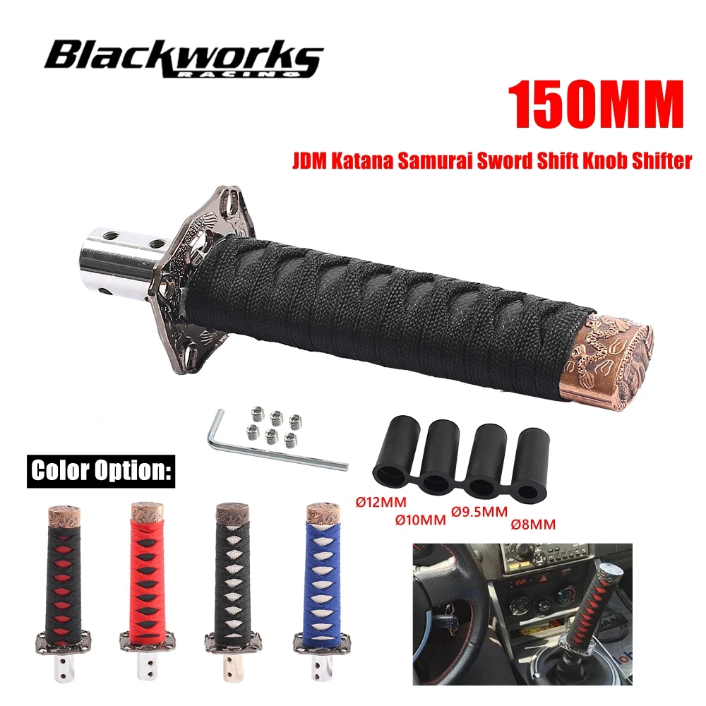 1Set Universal 150MM JDM Katana Samurai Sword Shift Knob Shifter With 4 Sizes Adapters Gear Shift Knob Car Accessories SK-1073