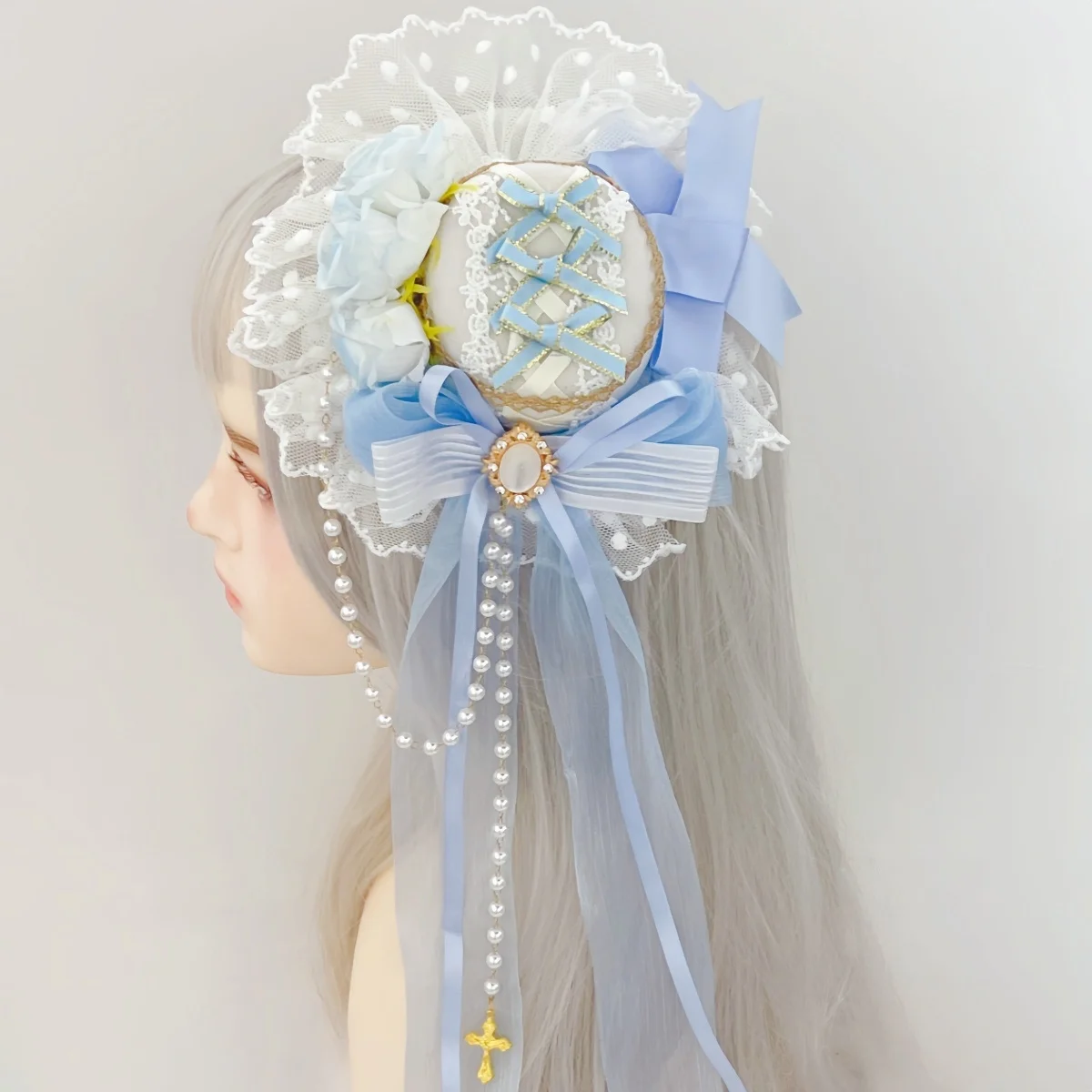 Lolita cocar mini cartola helloween natal princesa laço arco lolita chapéu para cosplay feminino meninas grampo de cabelo acessórios