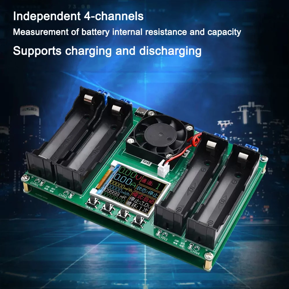 4CH 18650 Lithium Battery Tester,4 Channels Independent Charging and Discharging,Battery Capacity Test,Internal Resistance Test