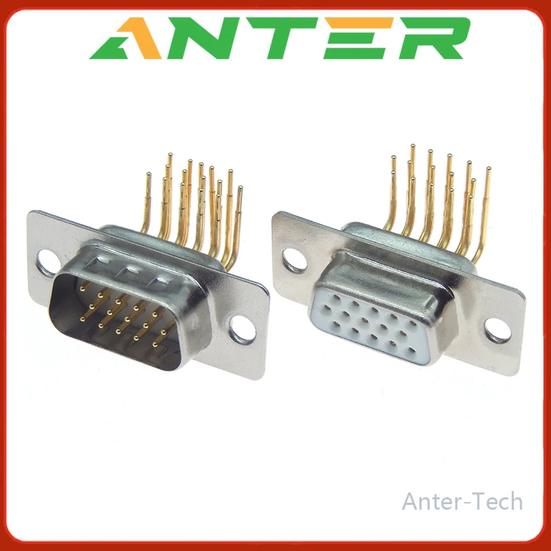 1 шт. DB15, монтажный разъем для печатной платы «гнездо/штырь», D-Sub, 15-контактный разъем для печатной платы RS232, разъем с изгибом на 90 градусов DR15 3U, позолоченный