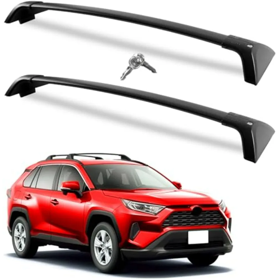 

Lockable Roof Rack Cross Bars 260lbs Heavy Duty Aluminum for RAV4 2019-2025 Black Compatible Accessories Not for Adventure/TRD