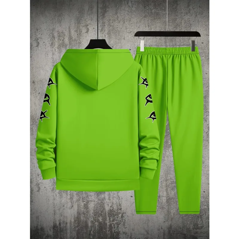 Sweat-shirt à capuche et pantalon pour hommes, imprimé en 3D, Style épaule, ensemble deux pièces pour les sports décontractés du printemps et de l'automne, 2025