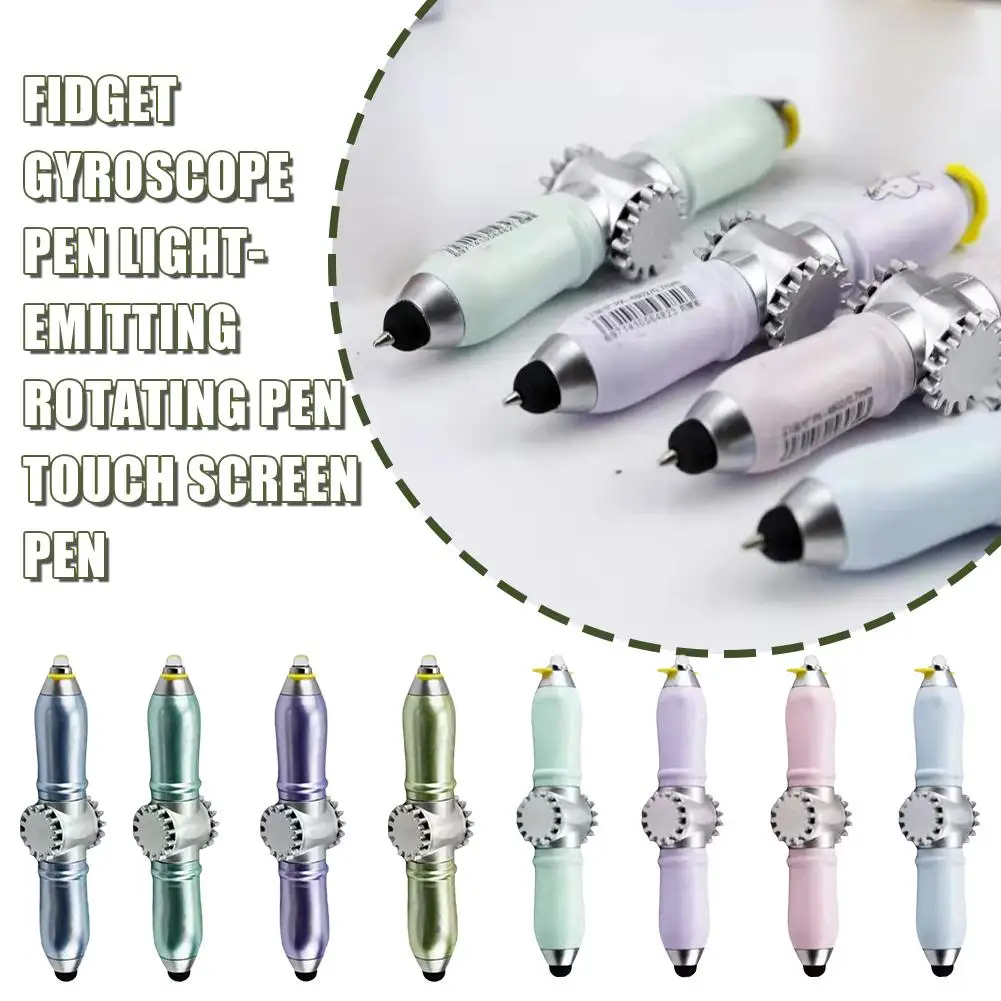 Multifunctional Cartoon Cute Creative Fingertip Gyro Pen Glowing Rotating Pen Mobile Touchscreen Pen Ballpoint Pen