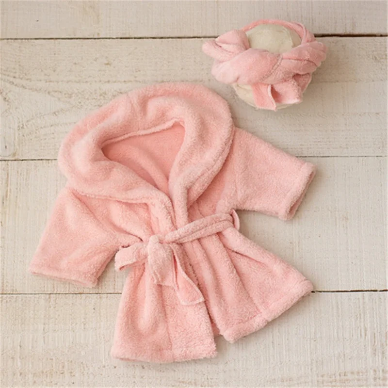 New Born Baby Girl Clothes Newborn Photography Outfit Fotografia Acessorios Baby Photo Props Bathrobe with Belt Bath Towel Set