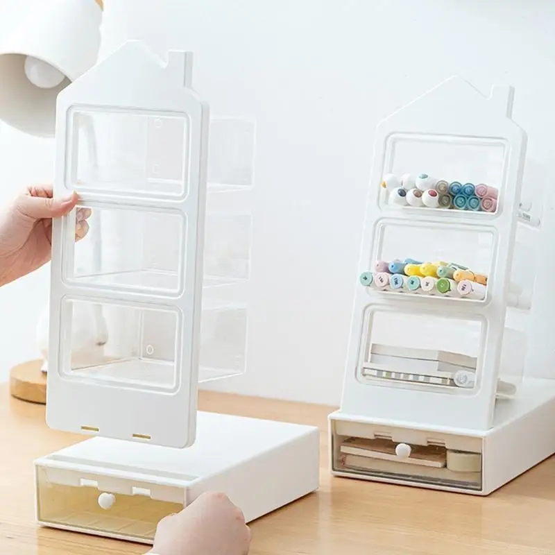 

J2FC Multifunction Pencil Organizers with Drawer Desk Pen Organizers Large Capacity 3 Slot Slanted Pen Pencil Organizers