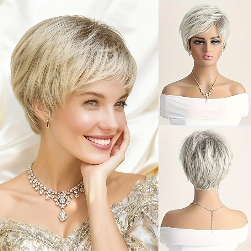 

Изысканный женский парик длиной 10 дюймов с челкой на боку, термостойкий синтетический волос, идеально подходит для повседневной носки и фестивалей