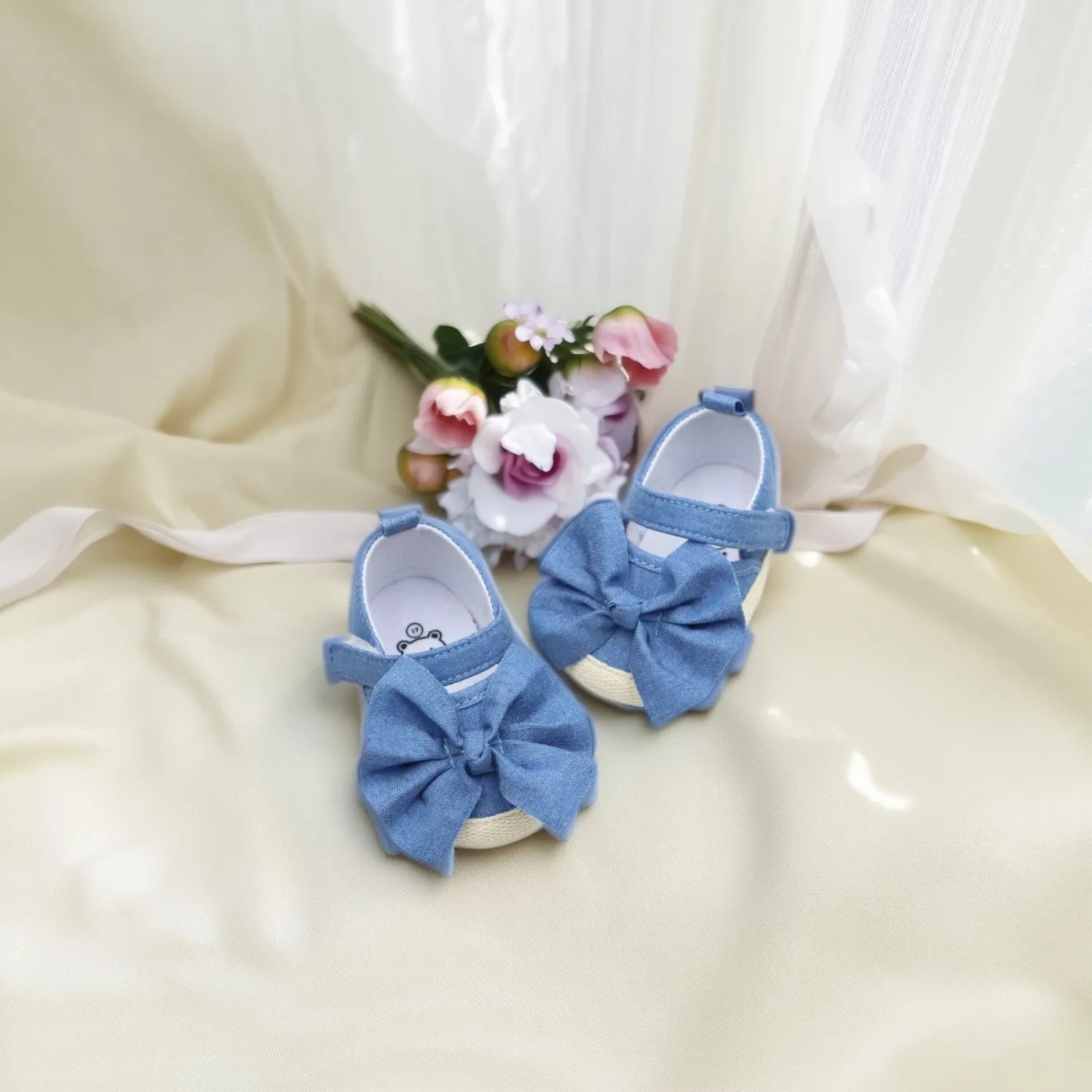 

Baby shoes, princess shoes, baby walking shoes, 0-6-12-18 months denim shoes, anti slip and breathable