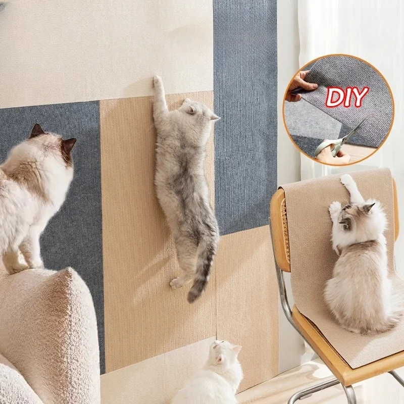 Cat Scratching Mat DIY Self-Adhesive Trimmable Carpet Cat Scratching Post Carpet for Anti-scratching Sofa Furniture Protection