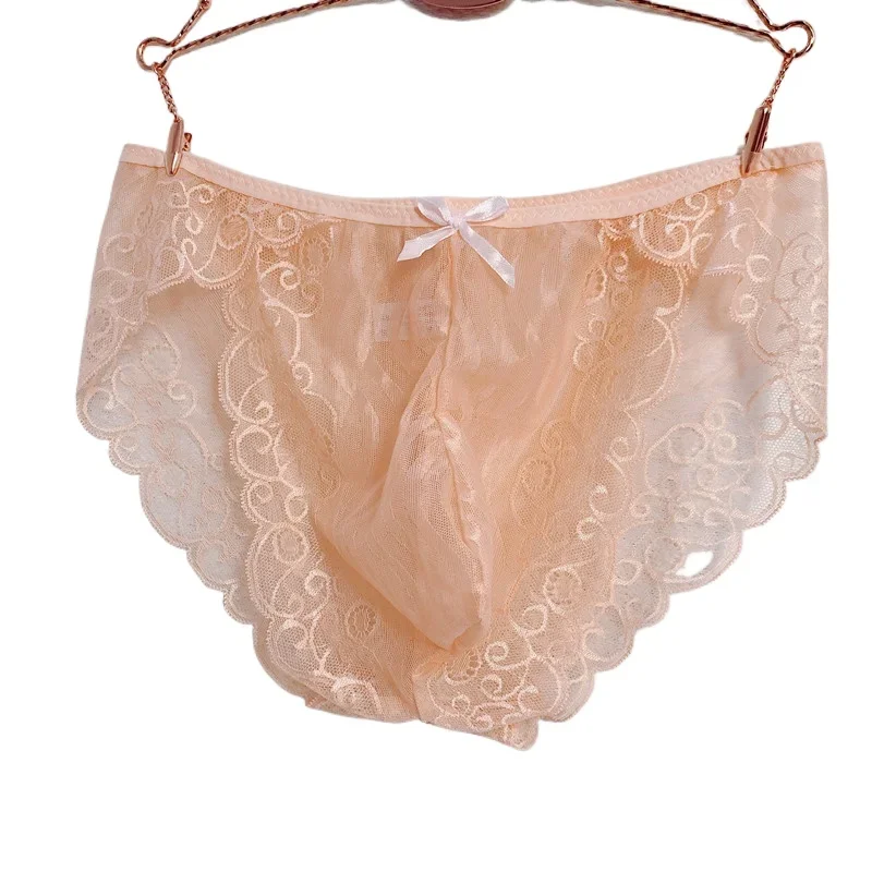

Plus Size Lace Men's Sexy Lingerie Transparent Underwear Convex Pouch Briefs Panties Ultra-thin Man Seamless Triangle Underpants