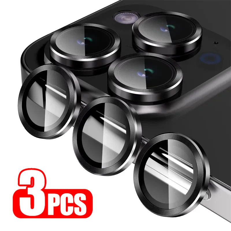 3PCS Camera Lens Protector Cover for iPhone 16 15 14 13 Pro Max 12 mini 16 Plus Titanium Tempered Glass Protection Accessories