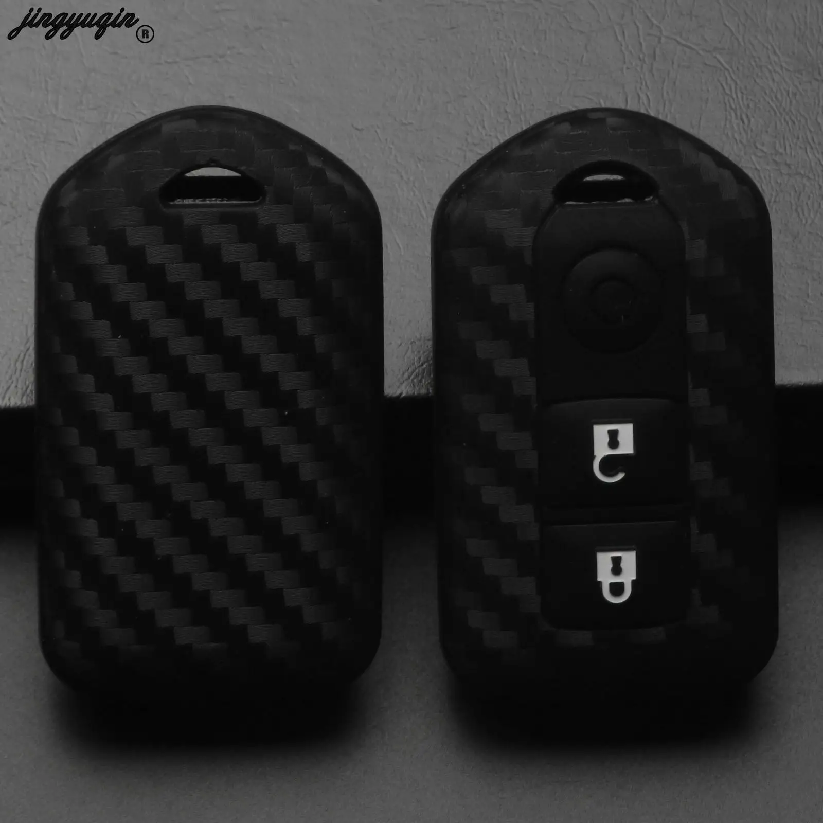 jingyuqin Carbon Fiber Silicone Car Key Case Fob Cover For Nissan Qashqai Micra Juke X-Trail Navara Note Tiida Pathfinder