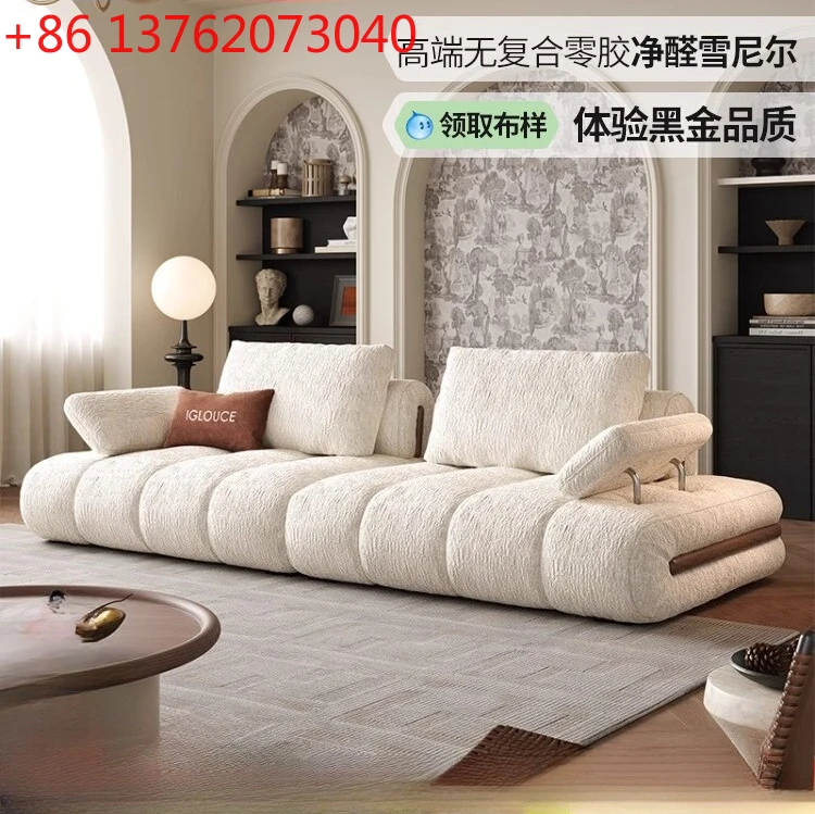 Fabric sofa cream style Italian living room 2025 new adjustable straight cloth sofa