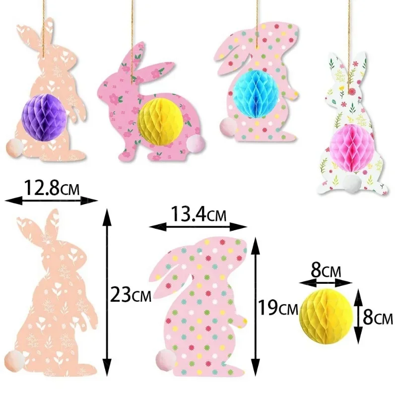 New Easter Rabbit Honeycomb Pendant, Easter Cartoon Egg Rabbit Pendant Decoration squishmallow  miroir rond table mariage