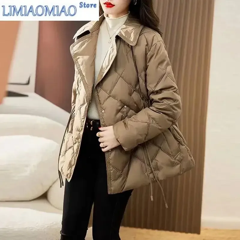 New Suit Collar Light Thin Down Cotton Jacket Women's Short Fitting Popular Fashion Quilted Winter Jacker Padded Cotton