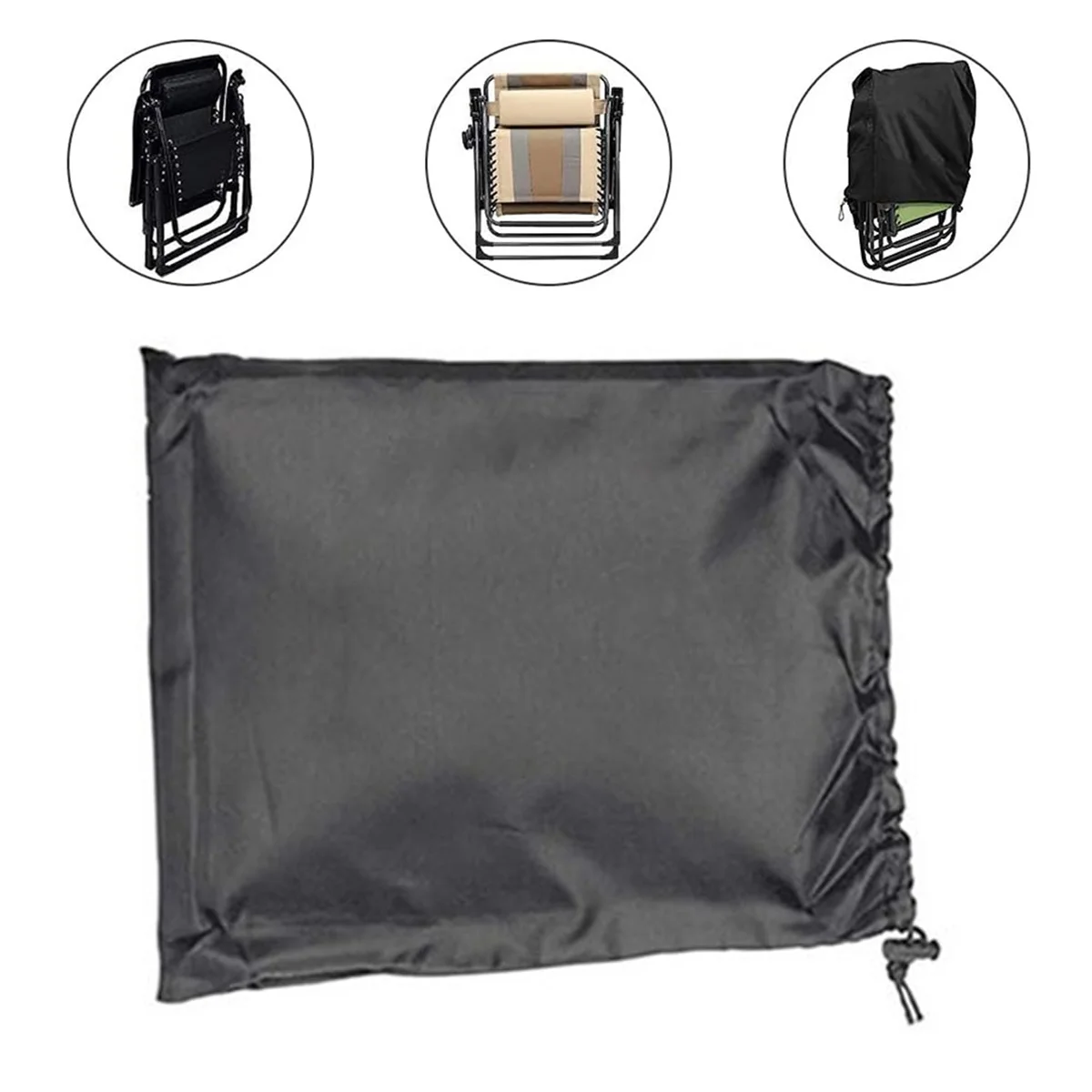New Outdoor Folding Gravity Chair Cover Waterproof Dustproof Lawn Patio Furniture Covers 32.3 x 36.6Inch Black