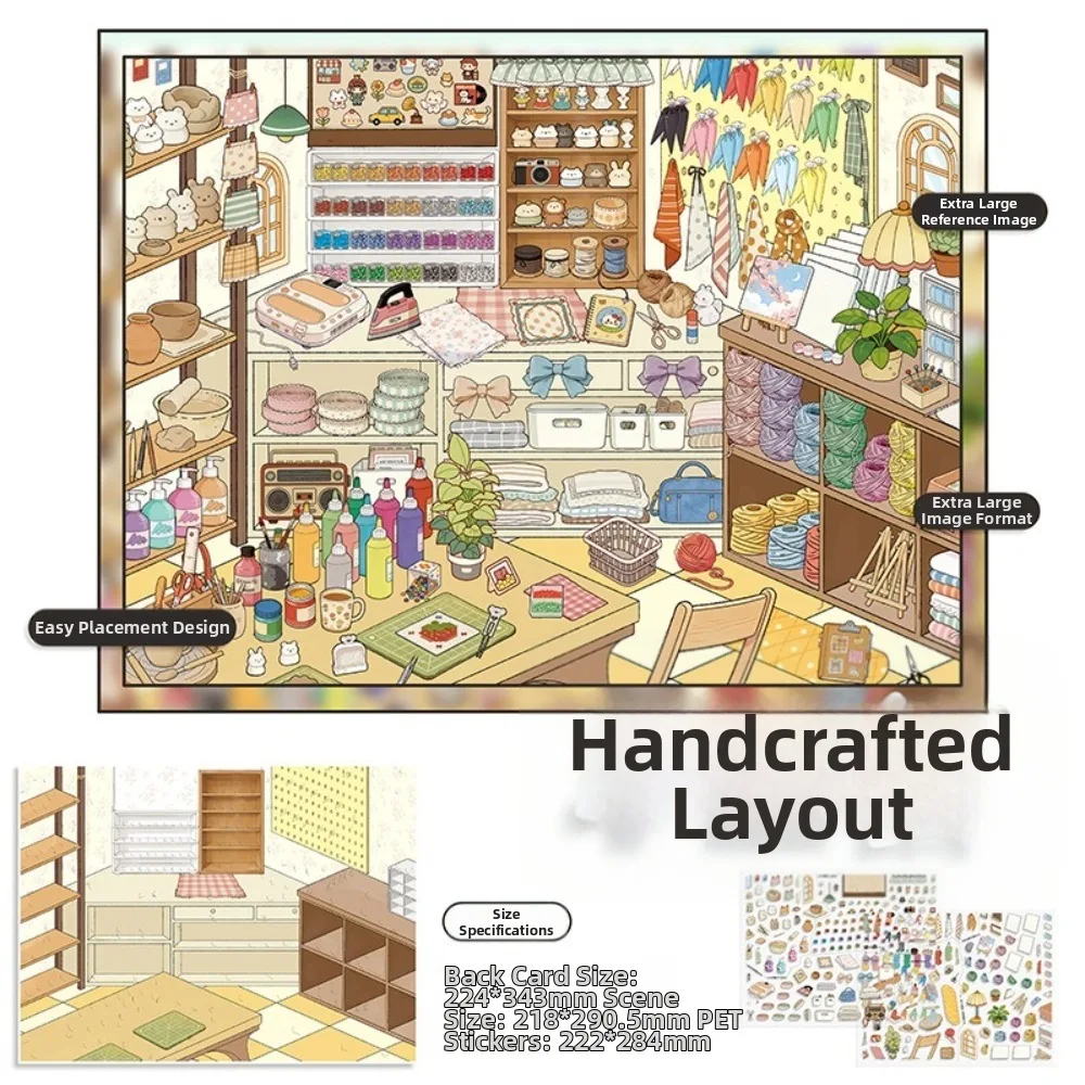 New Shop Theme 3D Scene Stickers PET Large Size Stacking Stickers Die Cut Clothing Snack Stores Pocket Sticker Children Gifts