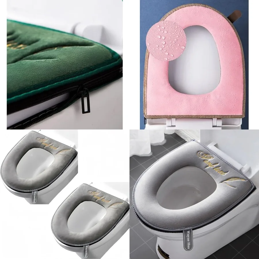 

2-х предметная более толстая мягкая накладка на сиденье для унитаза для ванной комнаты с ручкой, подушка для крышки унитаза, мягкая, толстая, моющаяся, подходит для всех овальных Т-образных