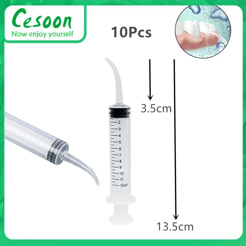 10Pcs Disposable Transparent Dental Irrigation Syringe With Curved Tip Injector Oral Hygiene Care Instruments Teeth Whitening