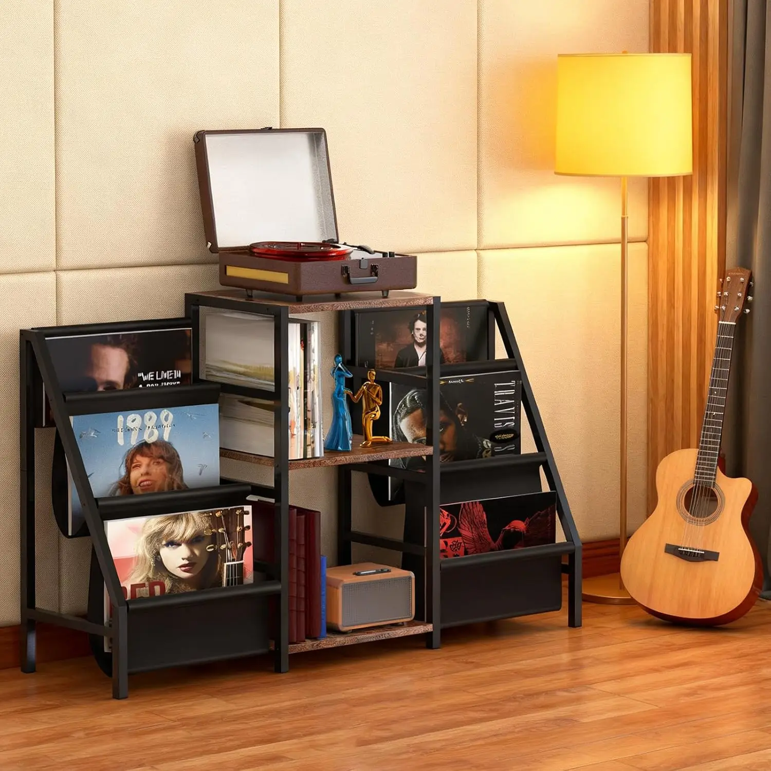 

6-Tier Vinyl Record Storage Stand for 280 Albums & CDs, Display Shelf for Living Room or Bedroom