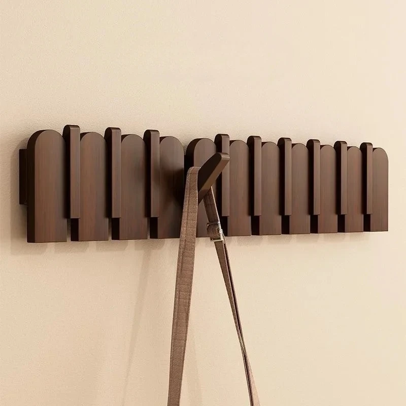 

Wooden Piano Key Coat Hooks - Wall Mounted Entryway Hangers for Door & Foyer - Creative Wooden Wall Organizer for Keys & Clothes