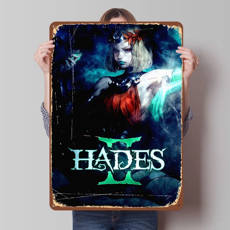 Hades II Game Art Poster Customized Vintage Metal Signs Wall Art Retro Tin Plaque for House Decor Setup Decorations Wand Deko