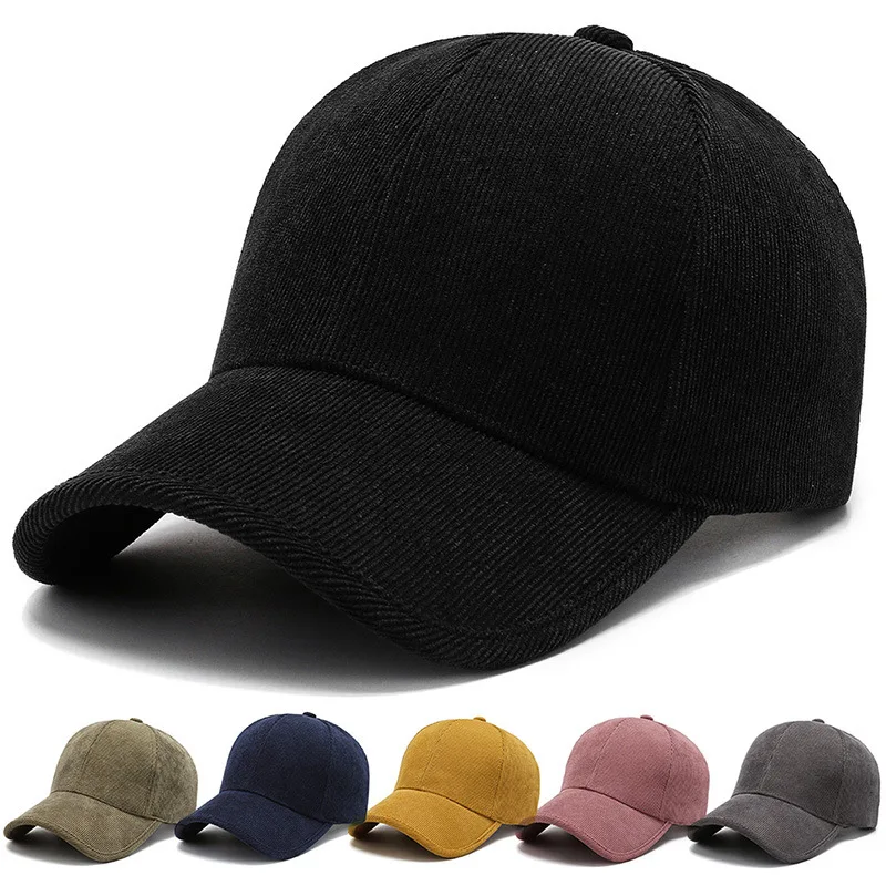 Gorra de béisbol de marca para hombre y mujer, gorro de pana dura, color liso, informal, Snapback, para Otoño e Invierno