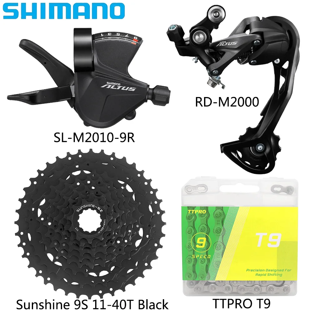 

SHIMANO ALTUS M2000 9 Speed Derailleur Groupset SL-M2010 Shifter Sunshine 11-40T/42T/46T Cassette Bicycle Original Parts