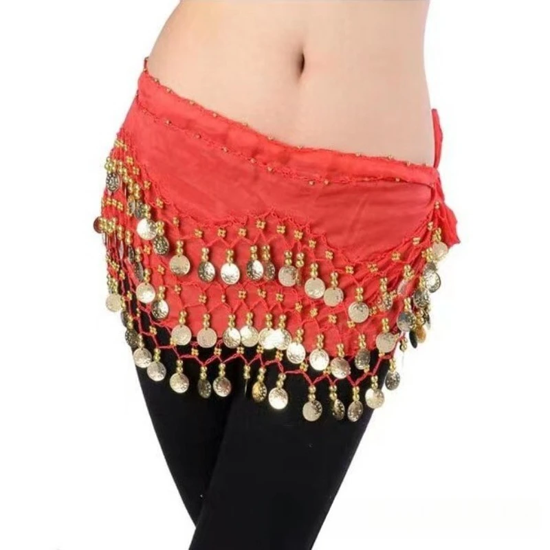 Bufanda de cintura de gasa ondulada versátil para danza del vientre y danza india - Cadena de cadera ajustable para artistas adultos y danza grupal