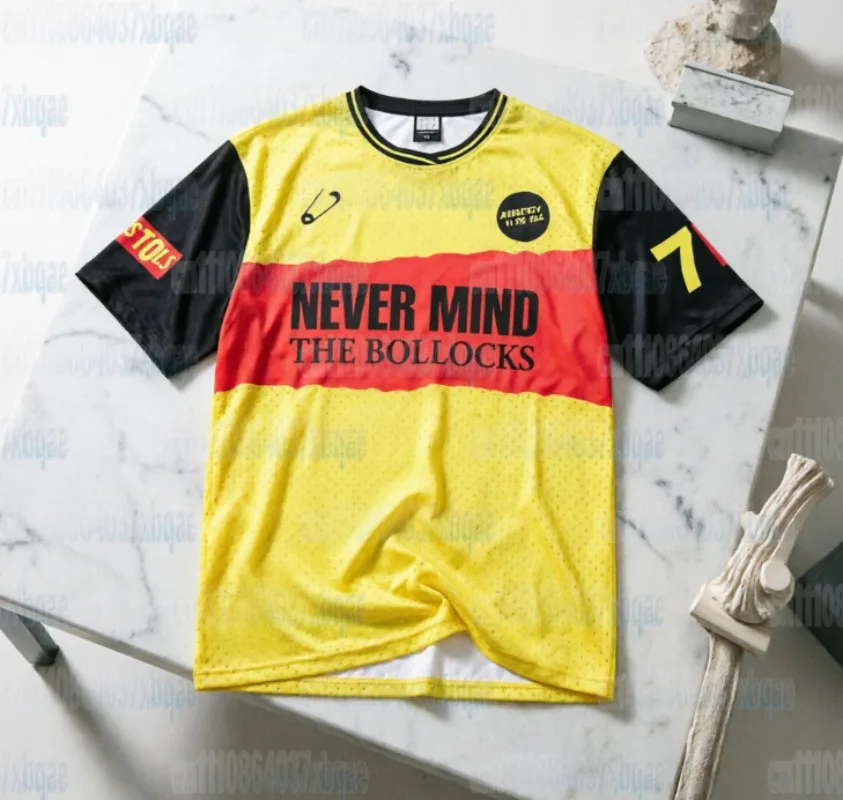 Sex Pistols Men T-shirt Yellow Dotted Back Number 77 Never Short Sleeve Punk Football Jersey Summer Streetwear Family Matching