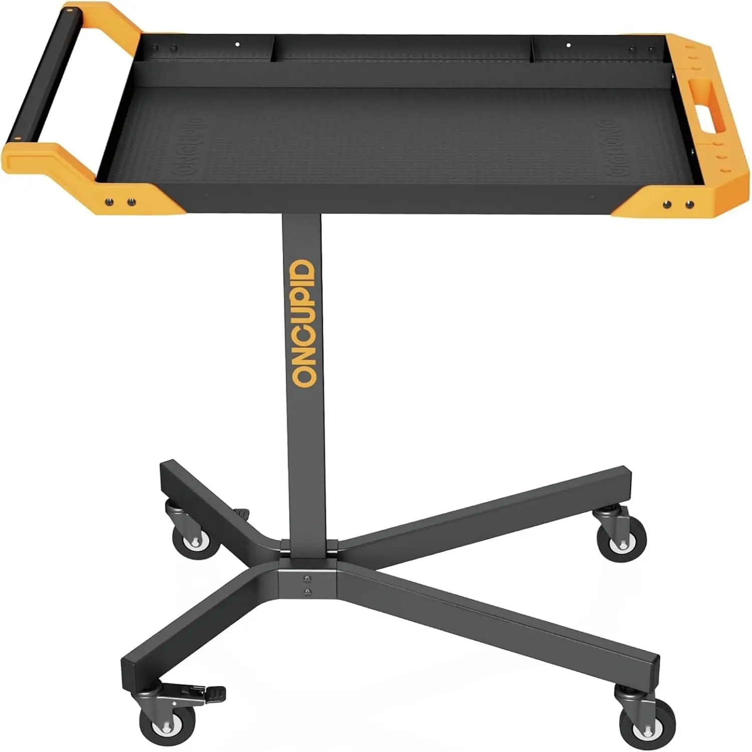 Mobile Work Table Adjustable Height Workbench Wheels Orange Heavy Duty 8 Height Settings Drills Storage 4 Wheels 2 Locking Garag
