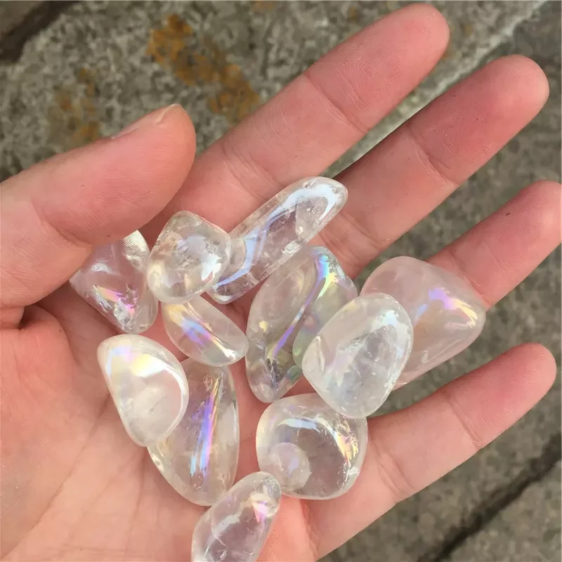 

100g Wholesale Rainbow Aura Quartz Crystal Tumbled Stones Titanium Coated