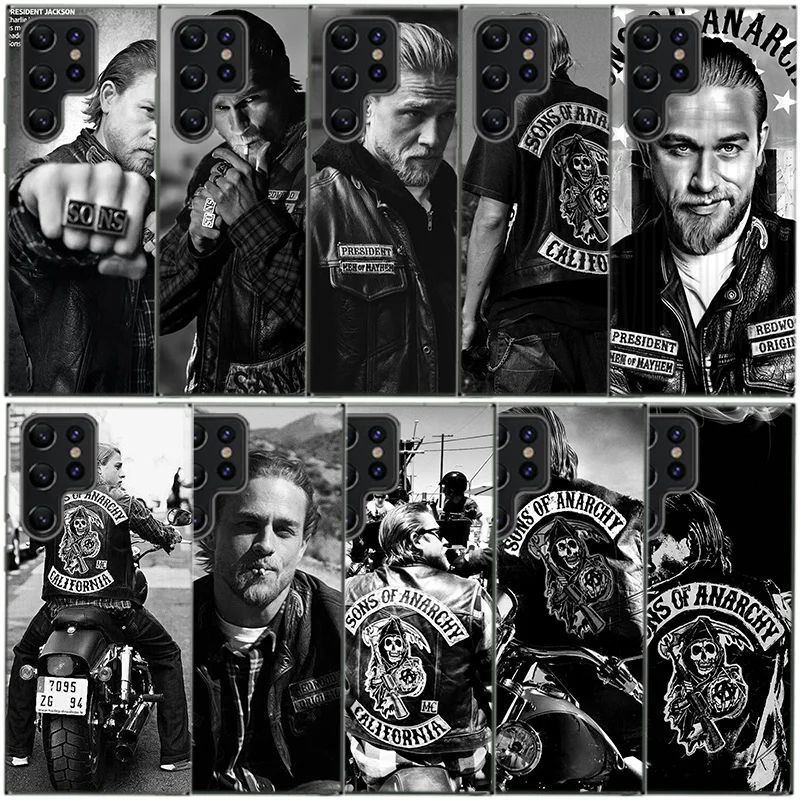 American TV Sons of Anarchy Clear Phone Case For Samsung Galaxy S20 S21 S23 FE S22 Plus S24 Ultra S10 S10E S9 S8 Soft Back Cover