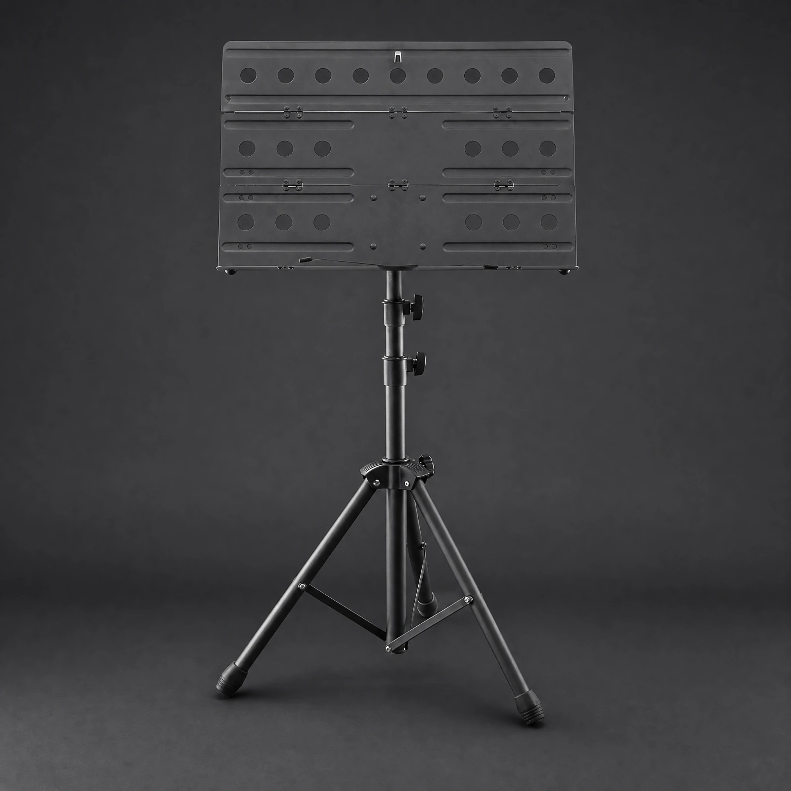 Perforated Music Stand with Retaining Clips Portable Iron Music Stand with Tripod Base Ventilated Panel Metal for Musicians
