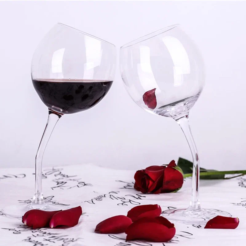 2Pcs 300ml Crystal Goblet Folded Feet Red Wine Glass Cup Burgundy Bordeaux Champagne Glasses Wedding Party Birthday Couple Gifts