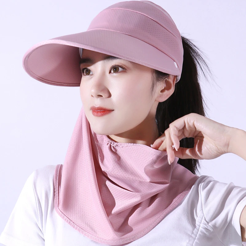 Summer Neck Face Sunshade Sun Hat UV Protection Wide Brim Shade Hat Detachable Breathable Neck Face Baseball Cap Visor Beach Cap