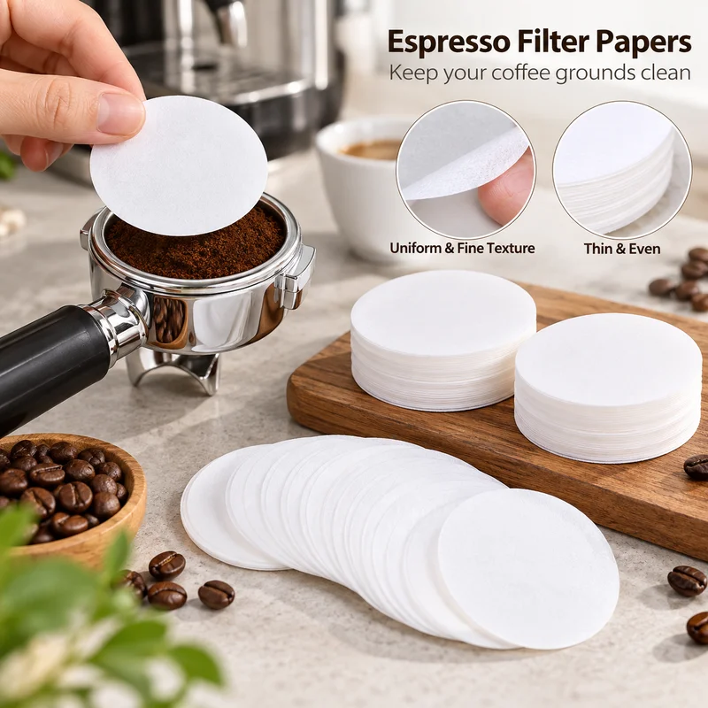 Espresso Coffee Paper Filter 100/500Pcs 51/53/54/58mm Unbleached Puck Screen Portafilter Paper Compatible With Breville Barista