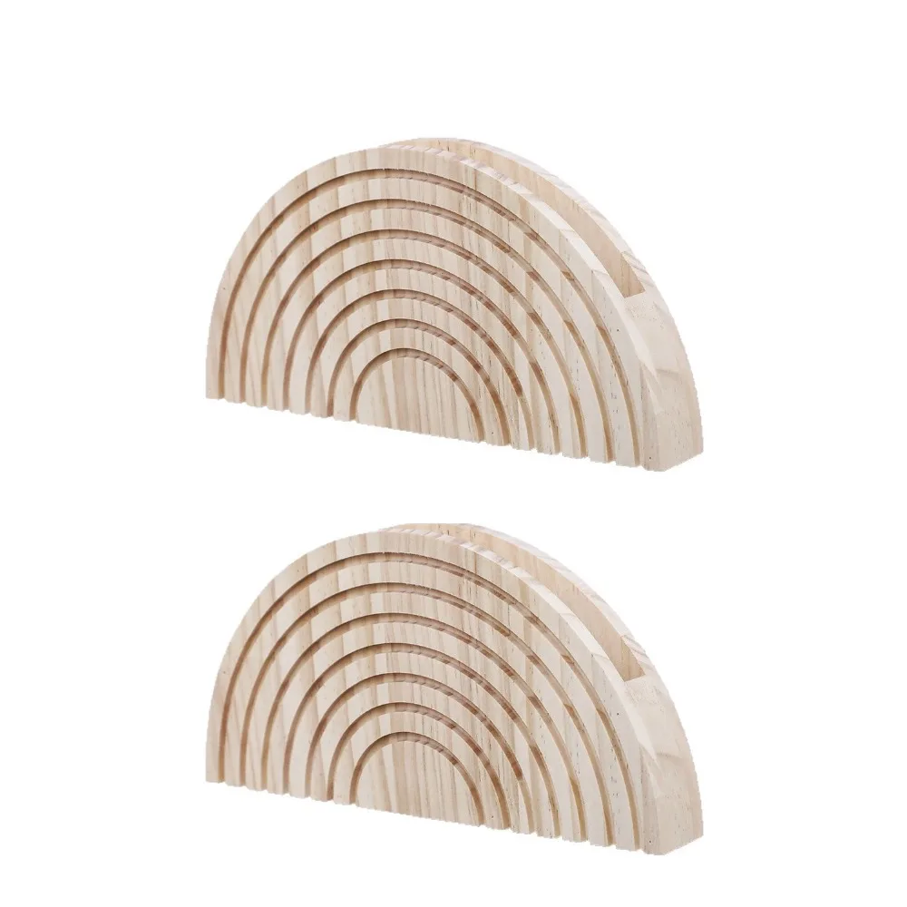 

Rustic Wooden Wall-mounted Flower Rack Minimalist Handmade Semicircle Wall Planter with Foam Flower Holder Wall Decors