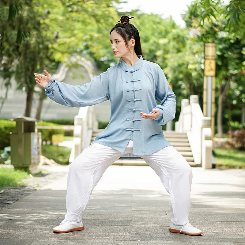 Women's Cotton Linen Tai Chi Uniform 2026 - Martial Arts Competition Group Performance Long Sleeve Set
