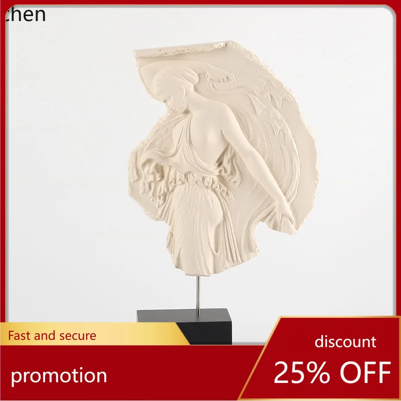 

ZML Character Sculpture Ornament for Model Homes and Hotels, Vintage Artistic Flat Goddess Relief Decoration