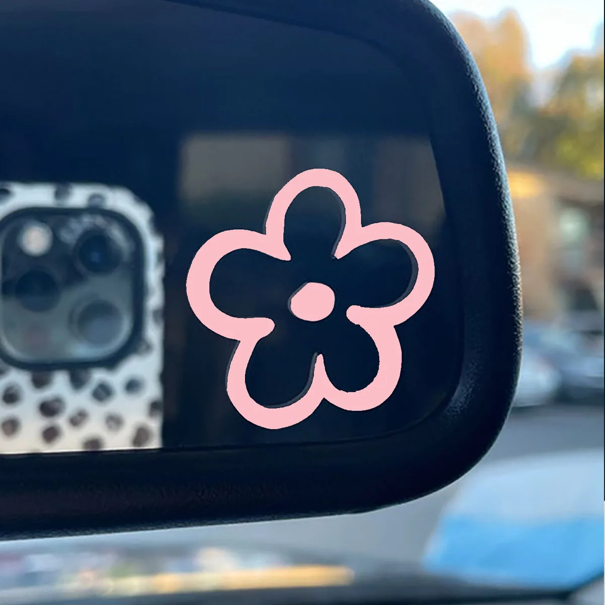 3 pieces of flower-shaped car mirror bumper decorative stickers and decals, DIY cute waterproof decorations
