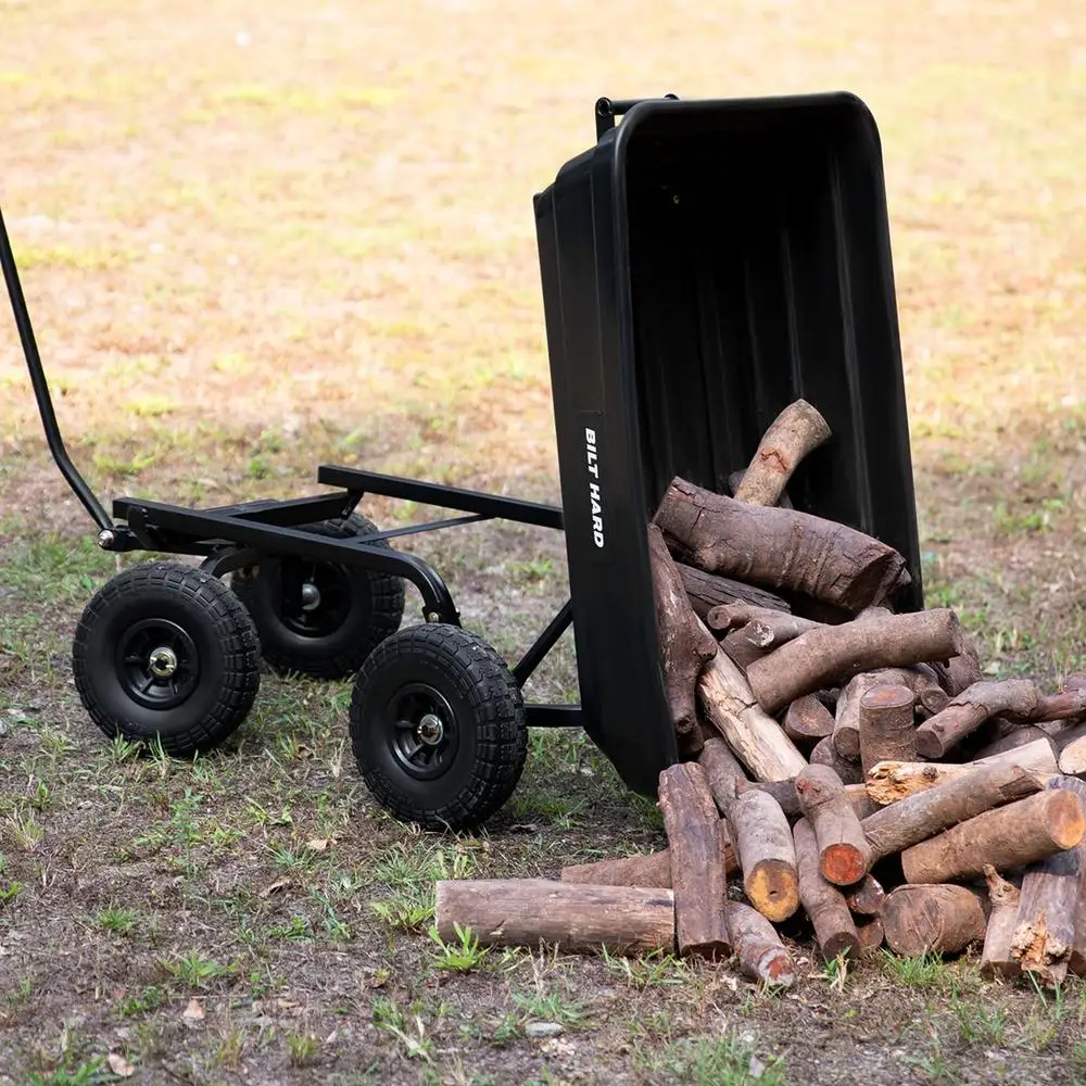 헤비 듀티 야드 왜건 600파운드 플랫 타이어 없음 4 Cu Ft 덤프 카트 야외