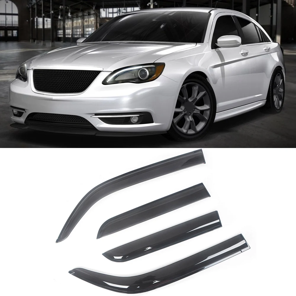 

For Chrysler 200 11-14 Sebring 07-10 Black Tinted Car Side Window Visor Guard Vent Awnings Shelters Rain Guard Door Ventvisor