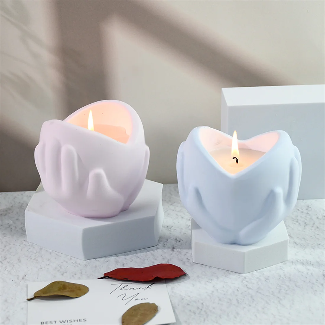 Abstract Face Candle Jar Silicone Mold DIY Hand Holding Love Cup Flowerpot Plaster Resin Srorage Box Casting Molds Home Decor