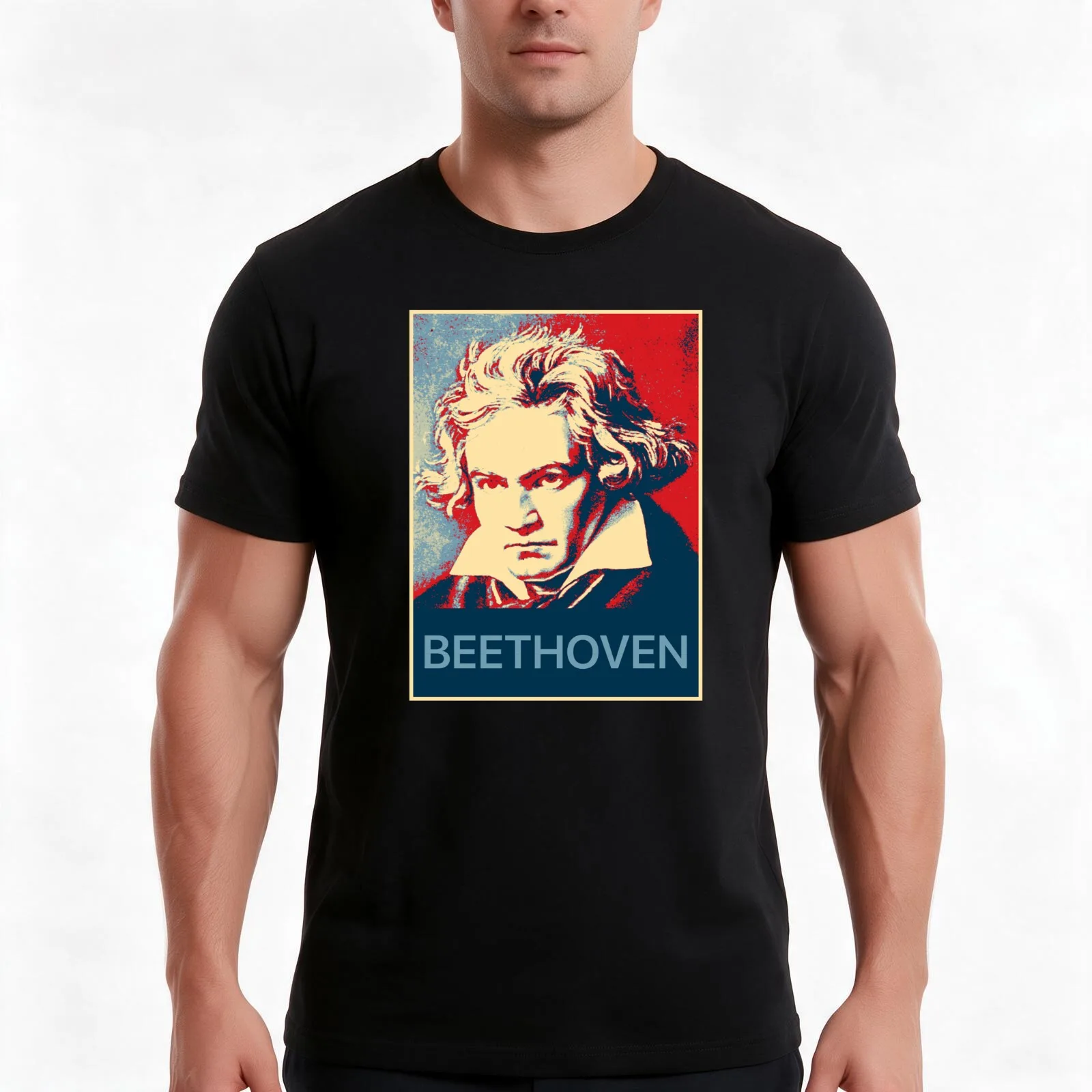Beethoven T-Shirt, Summer Casual Cotton Tee, Oversized Streetwear Tops, Vintage Graphic Print, Loose Fit Short Sleeve