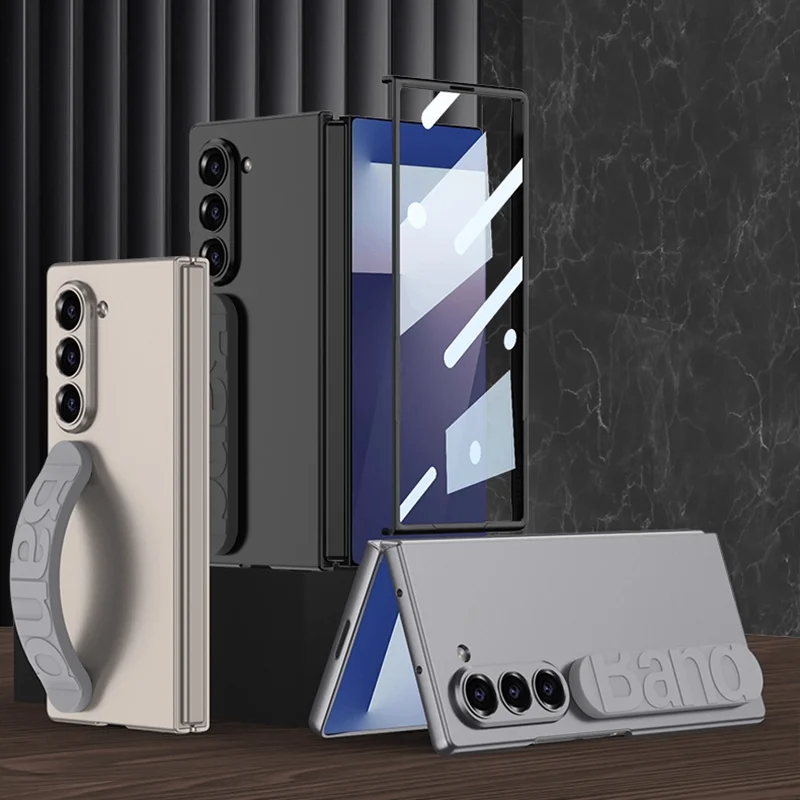 

Чехол для Samsung Galaxy Z Fold 7, эластичный силиконовый ремешок на запястье, пленка для экрана, рамка «все в одном», легкий матовый жесткий чехол для ПК