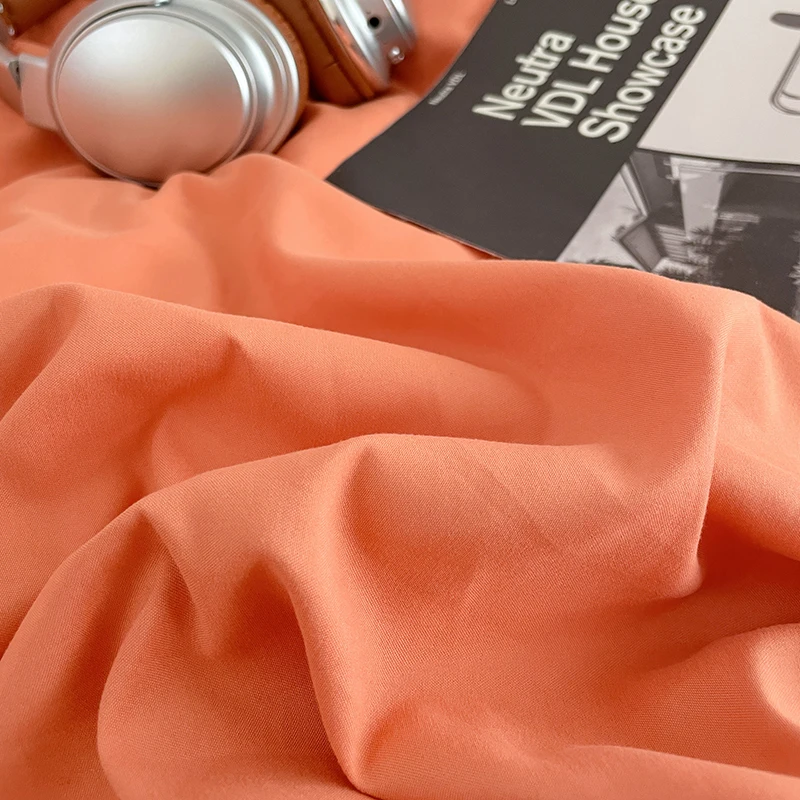 2025 حار جديد مجموعة لحاف الطازجة بلون مزدوج غسل القطن أربع قطع مجموعة الجلد ودية تنفس الربيع/الصيف الفراش #4