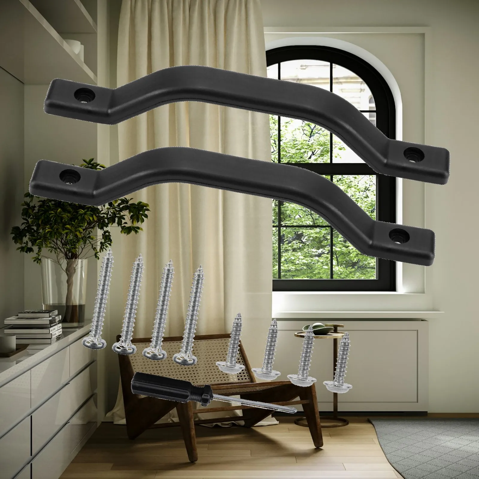 RV Grab Handle Entry Door Assist Bar Wave Shaped Easy Installation Sturdy RV Handrail for Bathrooms Corridors